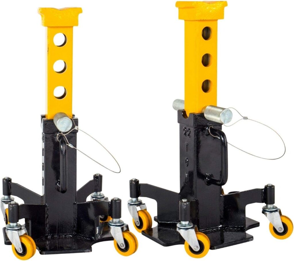 Omega Lift 22 Ton Jack Stands - Pin Style Stand with Heavy Duty Welded Steel - 4-Caster Spider Design with Handle for Easy Positioning - Extra Safety Great for Auto Repair Garage Shop - Pair Omega Lift 22 Ton Jack Stands - Pin Style Stand with Heavy Duty Welded Steel - 4-Caster Spider Design with Handle for Easy Positioning - Extra Safety Great for Auto Repair Garage Shop - Pair