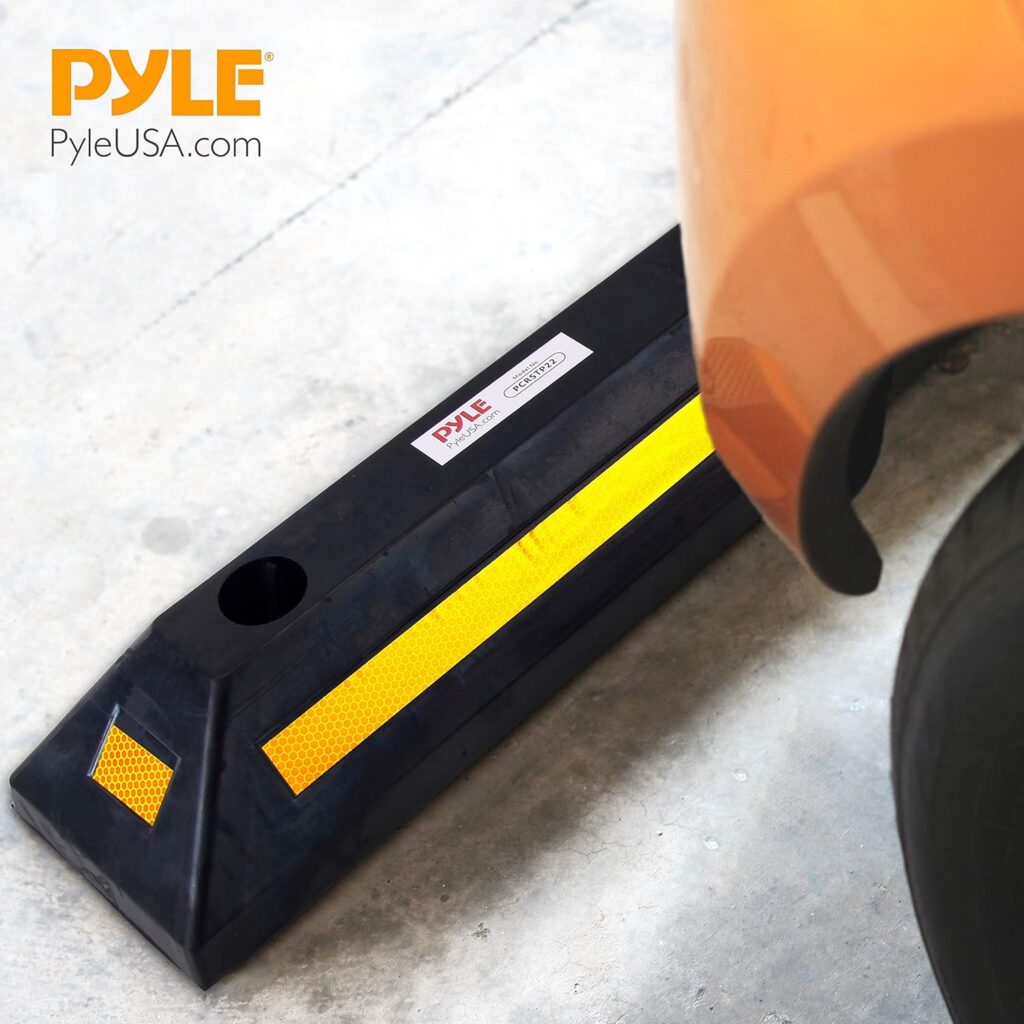 Pyle 2-Pc Curb Garage Vehicle Floor Stopper for Parking Safety 1PC Heavy Duty Rubber Parking Lot Driveway Stopper, For Car Vans Trucks Tire Wheel Guide Block Protect Bumper- PCRSTP11X2,Black Pyle 2-Pc Curb Garage Vehicle Floor Stopper for Parking Safety 1PC Heavy Duty Rubber Parking Lot Driveway Stopper, For Car Vans Trucks Tire Wheel Guide Block Protect Bumper- PCRSTP11X2,Black