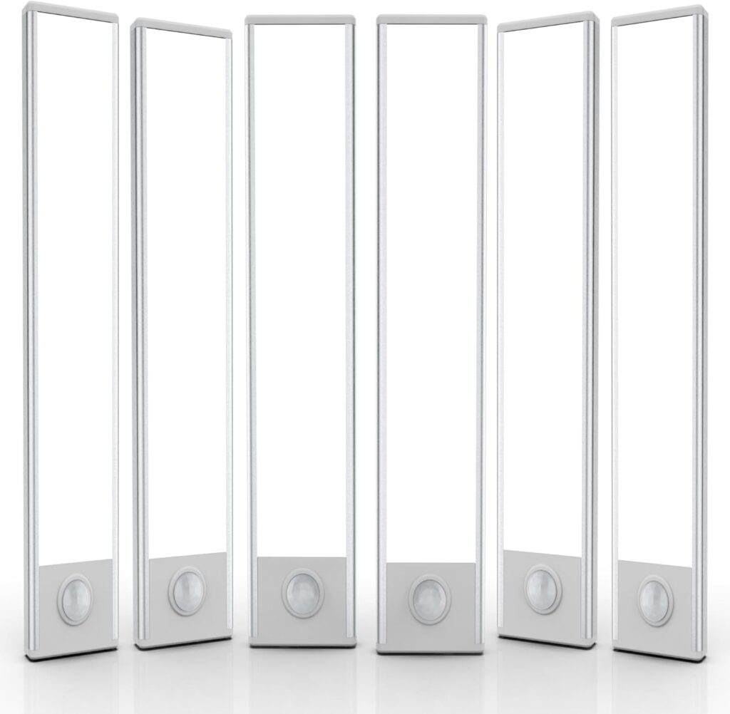 Under Cabinet Lights 54 LED Lights Motion Sensor Light Indoor, 6 Pack Under Cabinet Lighting,Wireless USB Rechargeable Under Counter Lights for Kitchen Bedroom Staircase Cabinet Closet,White