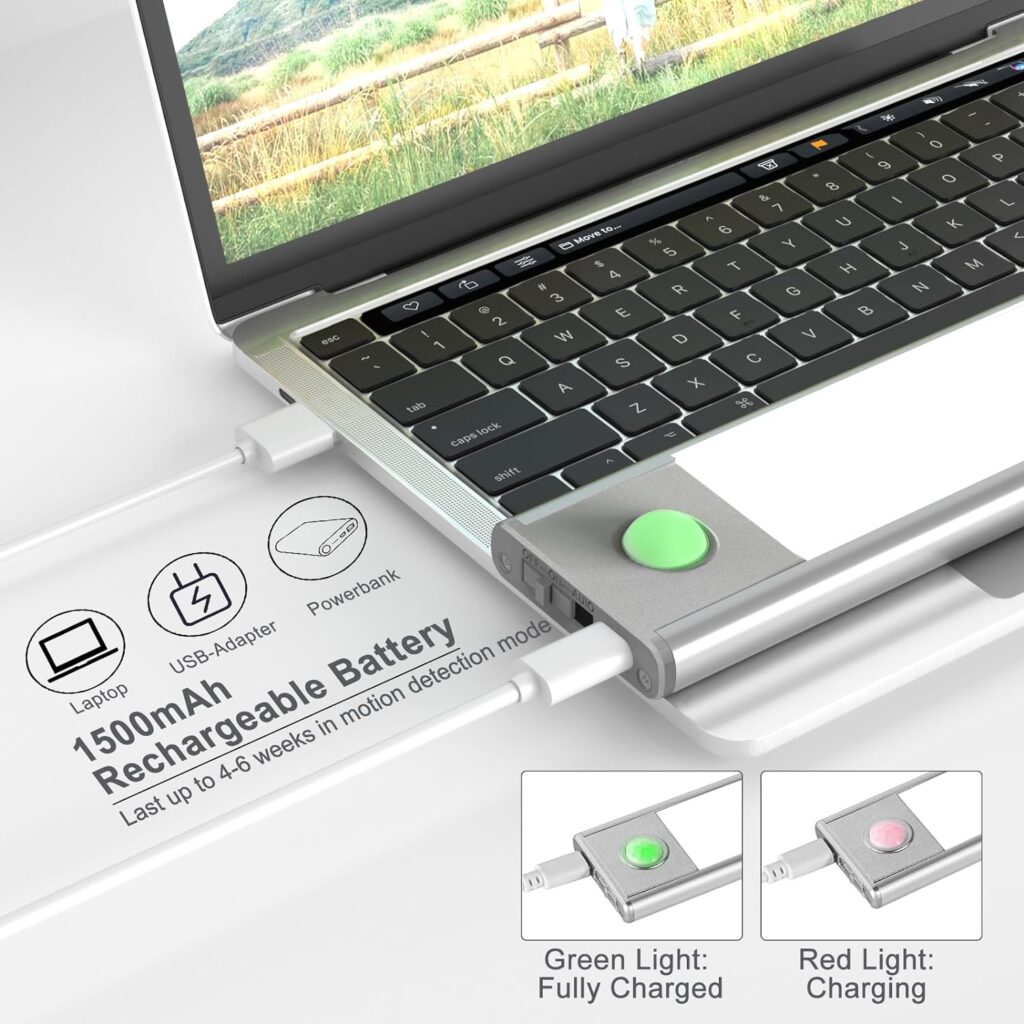 Under Cabinet Lights 54 LED Lights Motion Sensor Light Indoor, 6 Pack Under Cabinet Lighting,Wireless USB Rechargeable Under Counter Lights for Kitchen Bedroom Staircase Cabinet Closet,White