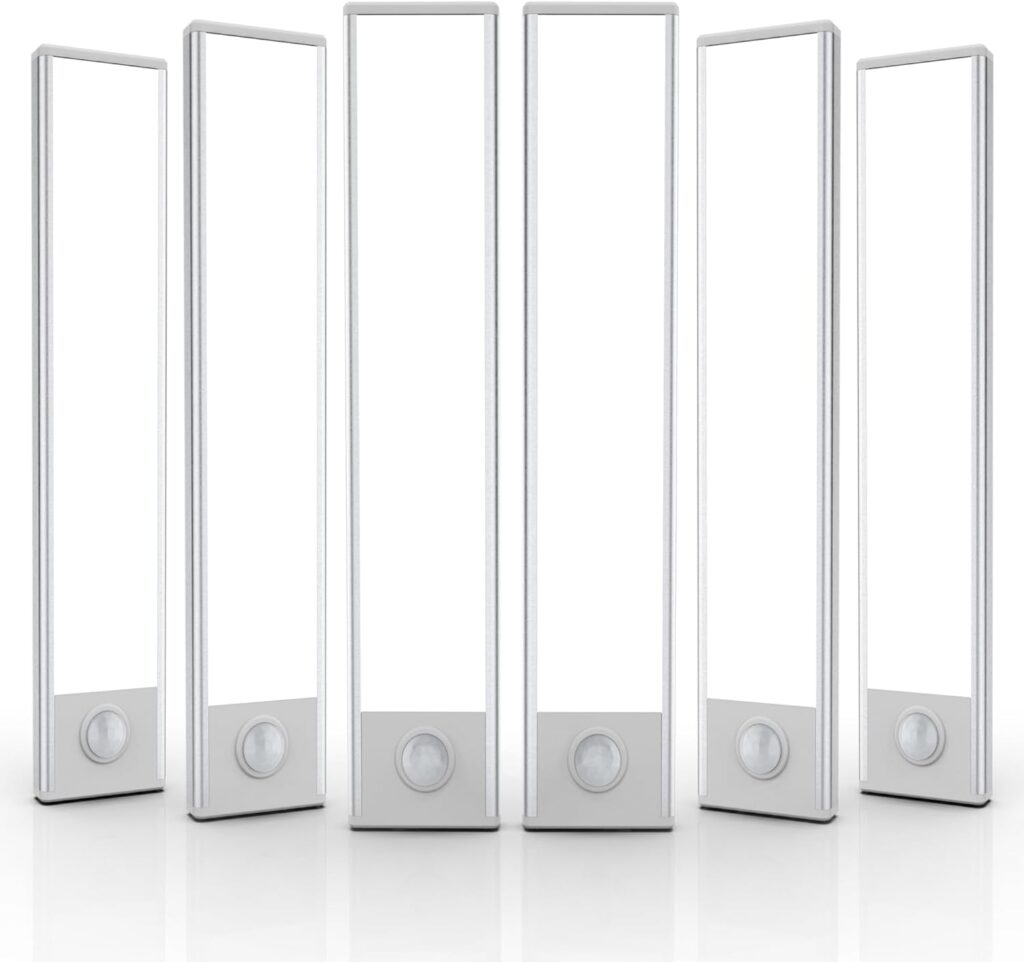 Under Cabinet Lights 54 LED Lights Motion Sensor Light Indoor, 6 Pack Under Cabinet Lighting,Wireless USB Rechargeable Under Counter Lights for Kitchen Bedroom Staircase Cabinet Closet,White