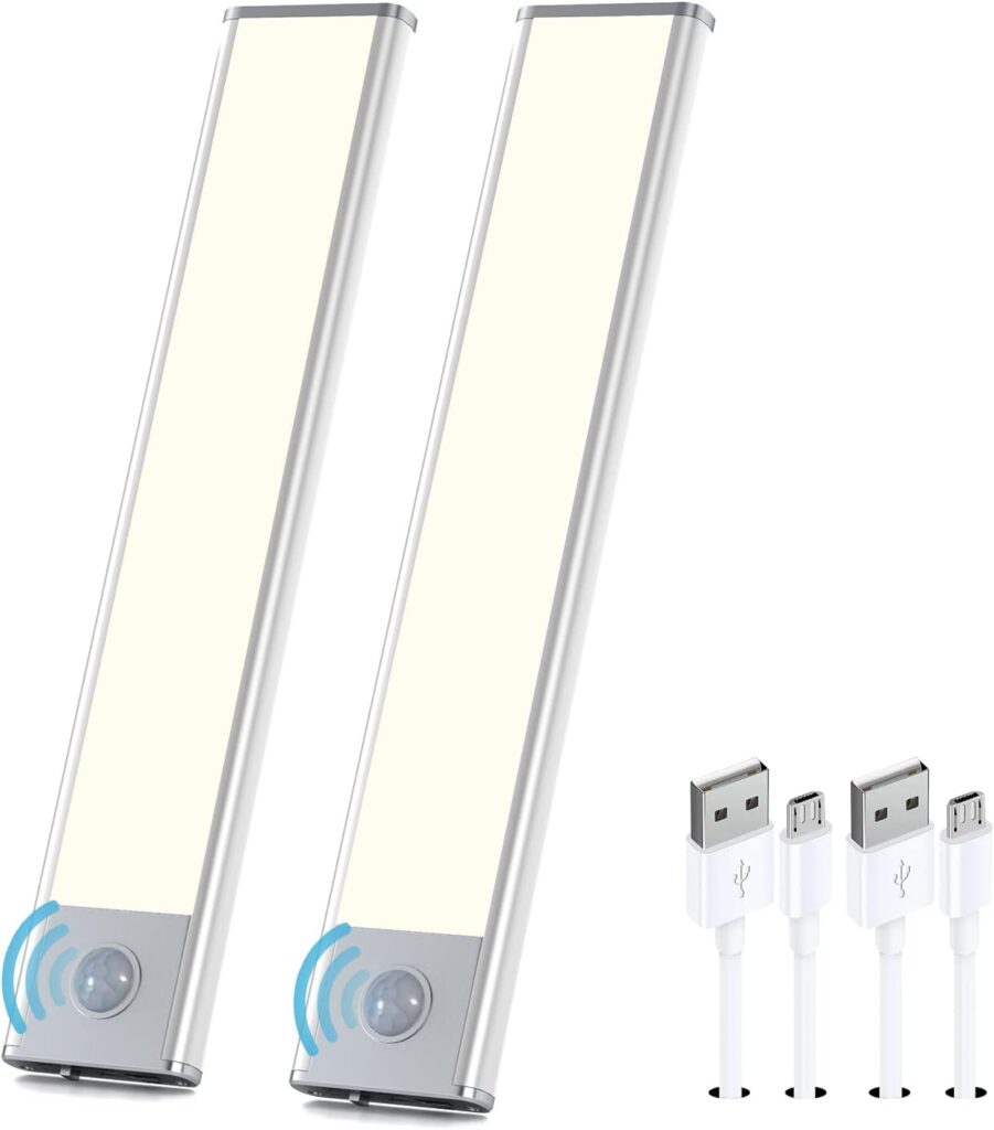 Under Cabinet Lights 54 LED Lights Motion Sensor Light Indoor, 6 Pack Under Cabinet Lighting,Wireless USB Rechargeable Under Counter Lights for Kitchen Bedroom Staircase Cabinet Closet,White