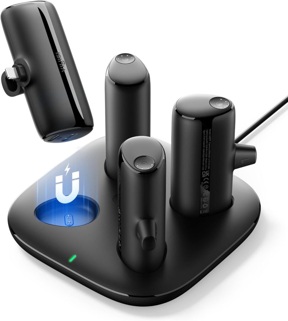 VIYISI Charger Station Kit for iPhone, Portable Chargers 5000mAh with Magnetic Charging Station Dock, [4 PCS] 20W PD Fast Charging Powerbanks Set Compatible with iPhone 14/13/13 Pro/12/11/XR/XS/X/8