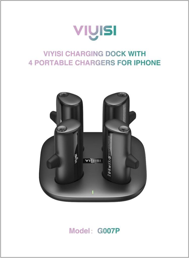 VIYISI Charger Station Kit for iPhone, Portable Chargers 5000mAh with Magnetic Charging Station Dock, [4 PCS] 20W PD Fast Charging Powerbanks Set Compatible with iPhone 14/13/13 Pro/12/11/XR/XS/X/8