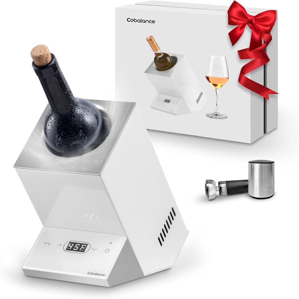 Wine Chiller Electric,Cobalance Wine Chillers Bucket for 750ml Red  White Wine or Some Champagne,Single Bottle Wine Cooler on Patio,Portable Iceless Chiller for Poolside Party,Gift Set for Wine Lover