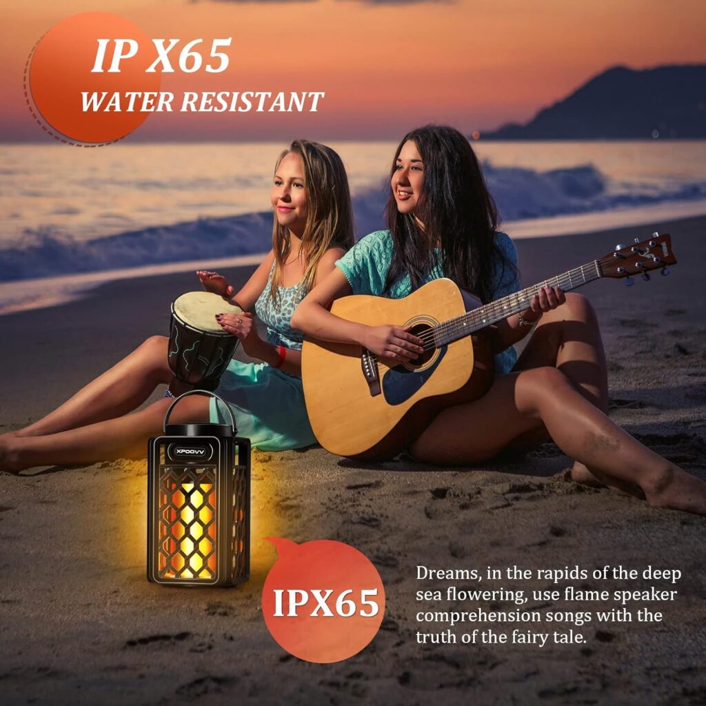 2 Pack Outdoor Bluetooth Speakers, Portable Led Flame Speaker Waterproof with Torch Atmosphere 10w Enhanced Bass for Patio Porch Garden Home Backyard Decor, Gifts for Men Women Couples Dads Moms