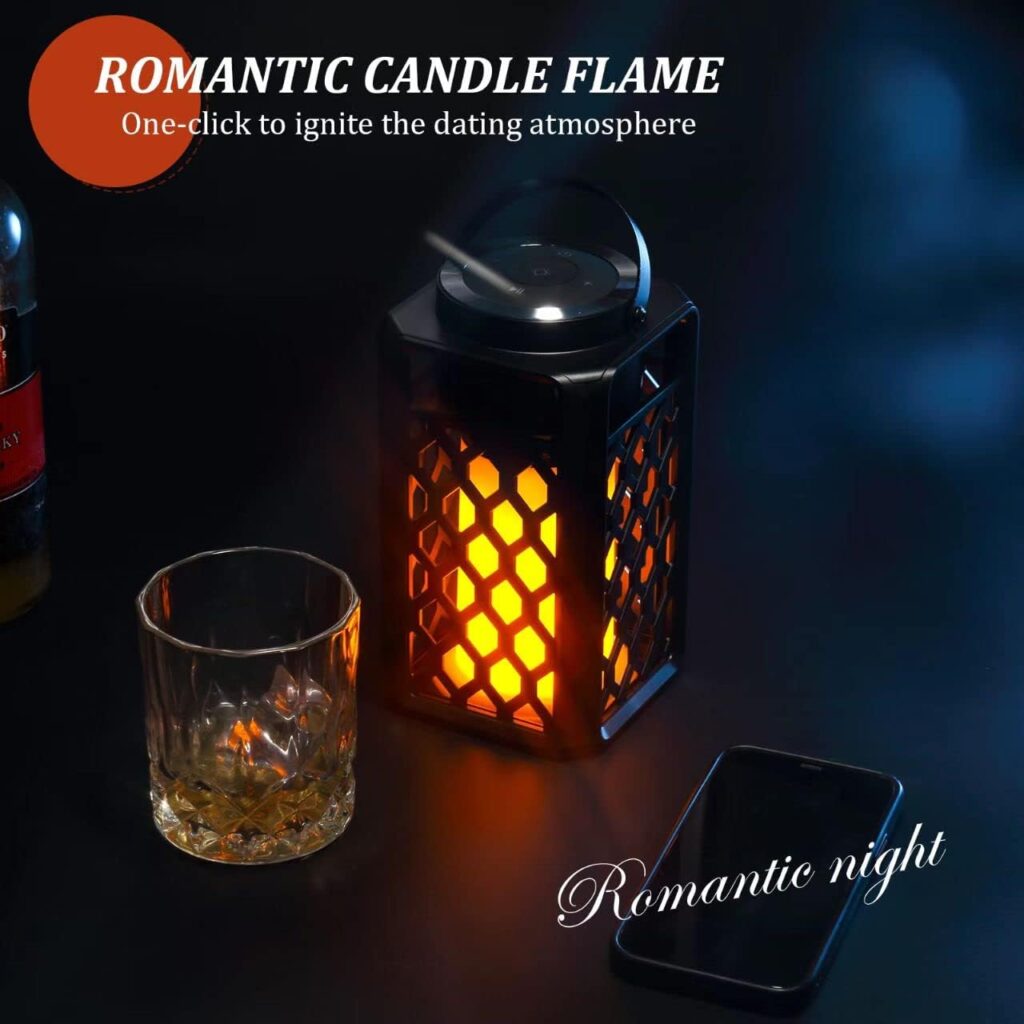 2 Pack Outdoor Bluetooth Speakers, Portable Led Flame Speaker Waterproof with Torch Atmosphere 10w Enhanced Bass for Patio Porch Garden Home Backyard Decor, Gifts for Men Women Couples Dads Moms
