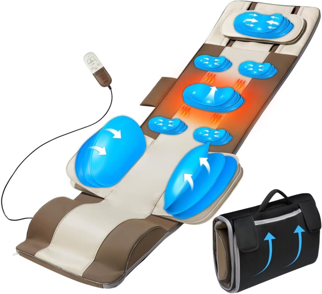 3D Full Body Massage Mat with Back Heating, 4 Modes, 3 Intensities, Foldable - Fits 51-62