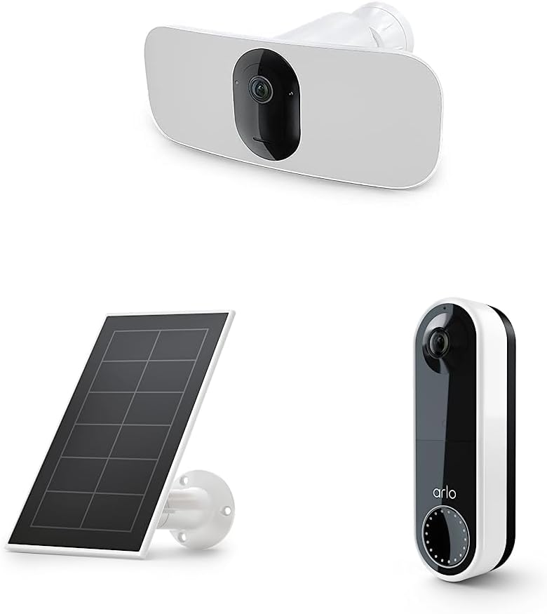 Arlo Pro 3 Floodlight Camera - Wireless Security, 2K Video  HDR, Color Night Vision, 2 Way Audio, Wire-Free, Direct to WiFi No Hub Needed, 160° View, Works with Alexa, White - FB1001
