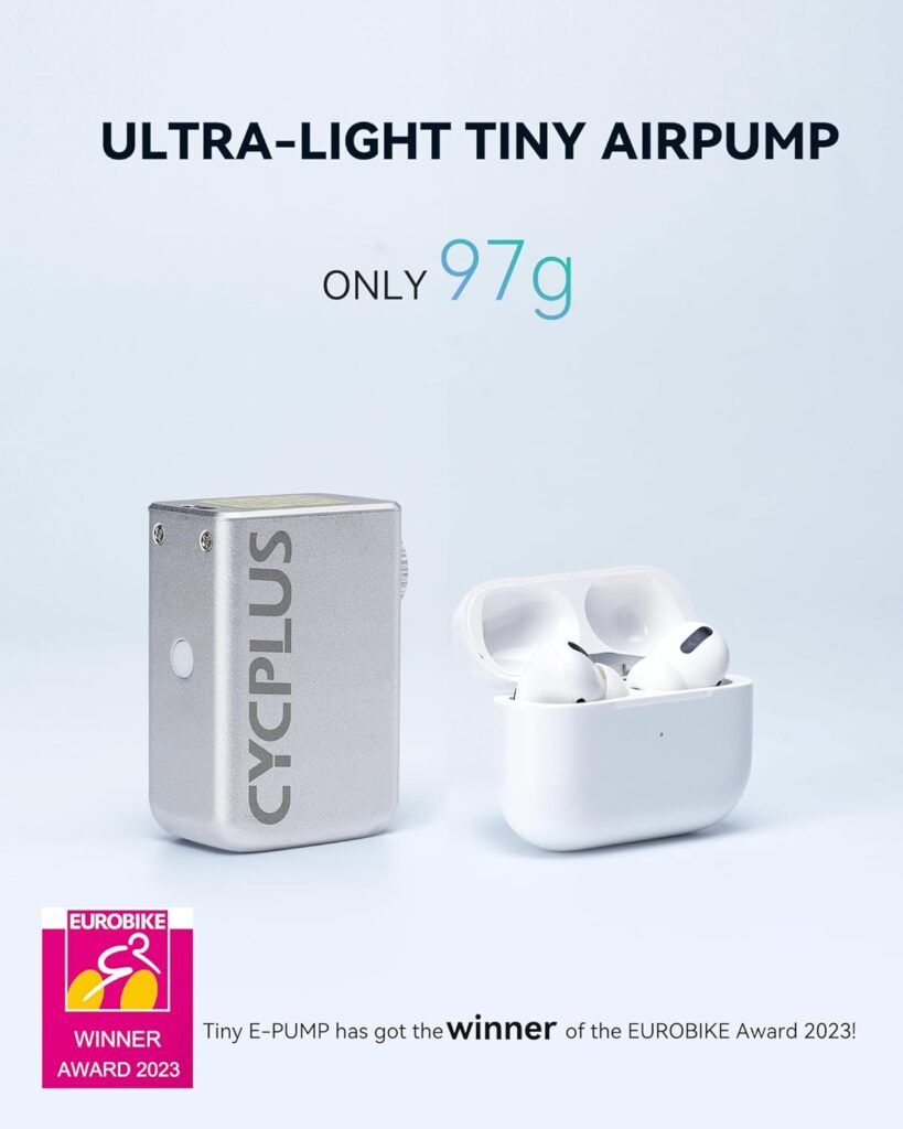 CYCPLUS Tiny Pump Bike Pump Portable Ultra-Mini 100PSI Electric Bicycle Pump Type-C Rechargeable Battery(Winner of The EUROBIKE Award 2023)