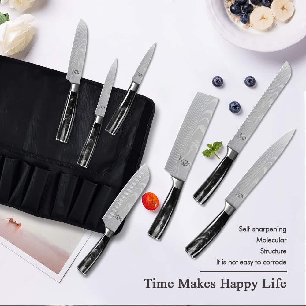 FULLHI 15pcs Japanese Knife Set with Magnetic Knife Block Holder, Premium German Stainless Steel Kitchen Knife Set FULLHI 15pcs Japanese Knife Set with Magnetic Knife Block Holder, Premium German Stainless Steel Kitchen Knife Set