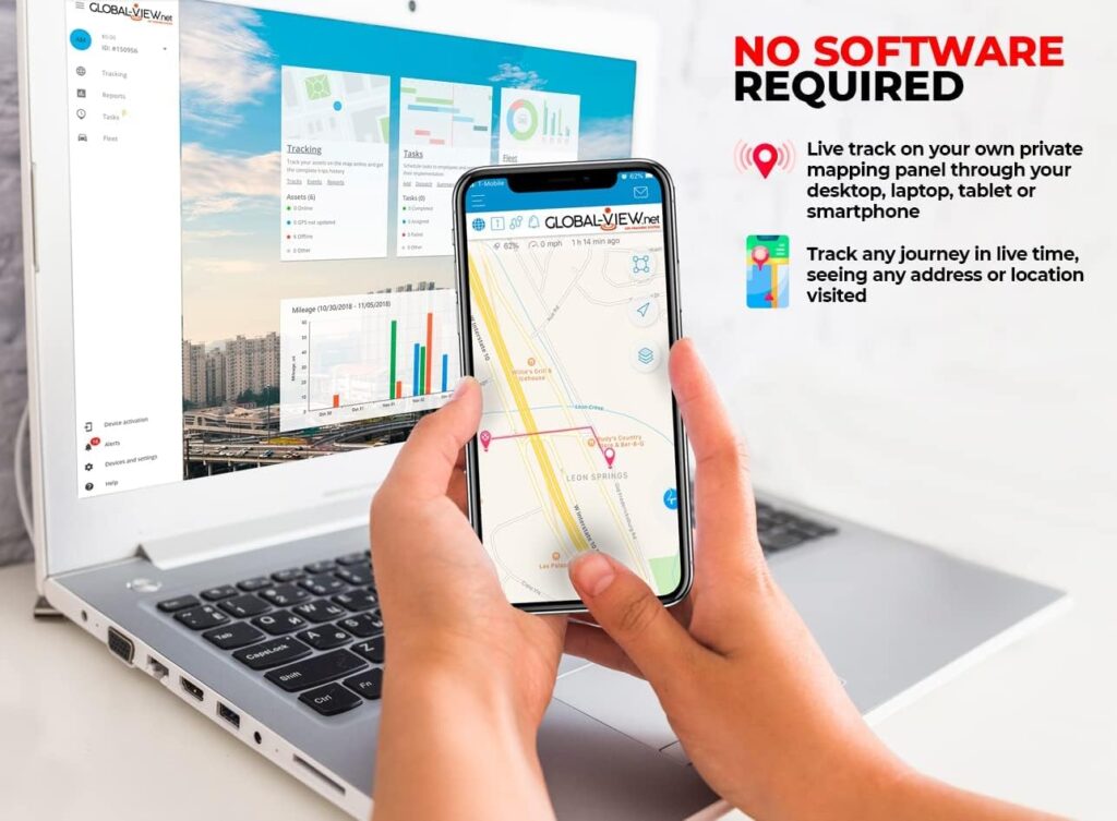 Hidden Magnetic GPS Tracker Car Tracking Device with Software (Long Battery Life) Real Time Truck, Asset, Elderly, Teenager Tracker - Covert Tracker - Fleet Tracking Global-View