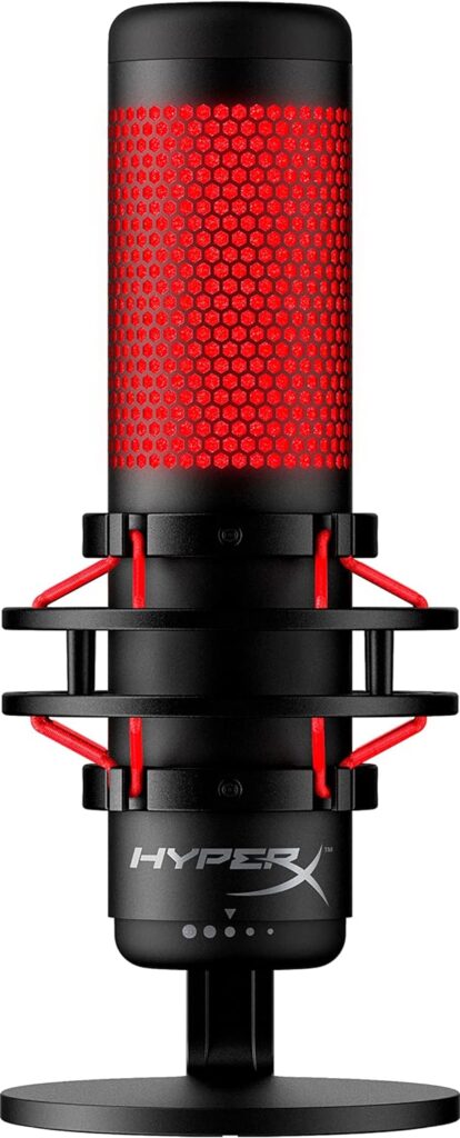 HyperX QuadCast - USB Condenser Gaming Microphone, for PC, PS4, PS5 and Mac, Anti-Vibration Shock Mount, Four Polar Patterns, Pop Filter, Gain Control, Podcasts, Twitch, YouTube, Discord, Red LED HyperX QuadCast - USB Condenser Gaming Microphone, for PC, PS4, PS5 and Mac, Anti-Vibration Shock Mount, Four Polar Patterns, Pop Filter, Gain Control, Podcasts, Twitch, YouTube, Discord, Red LED