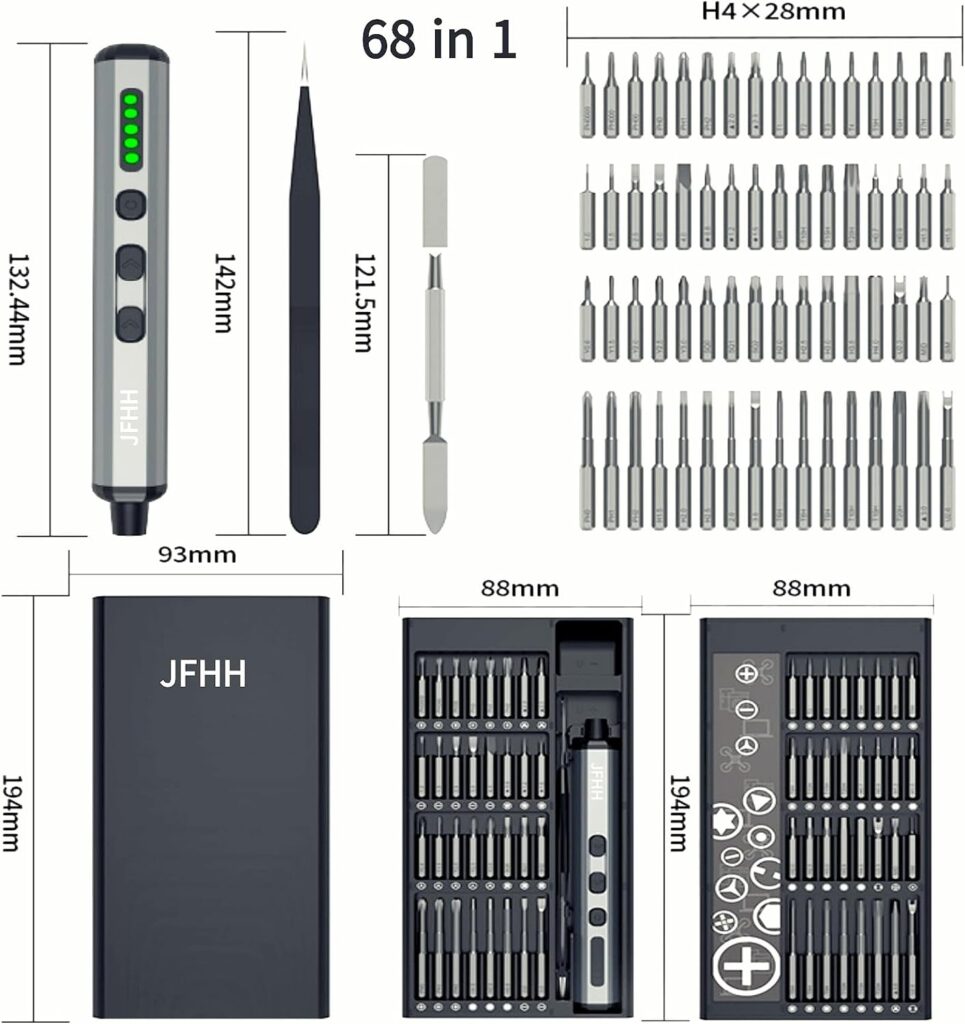 JFHH Electric Screwdriver Power Screwdriver 68 in 1 Electric Screwdriver Mini Electric Screwdriver Precision Screwdriver Cordless Repair Tool,Repair Tool Set for Phone Camera Laptop Wat JFHH Electric Screwdriver Power Screwdriver 68 in 1 Electric Screwdriver Mini Electric Screwdriver Precision Screwdriver Cordless Repair Tool,Repair Tool Set for Phone Camera Laptop Wat