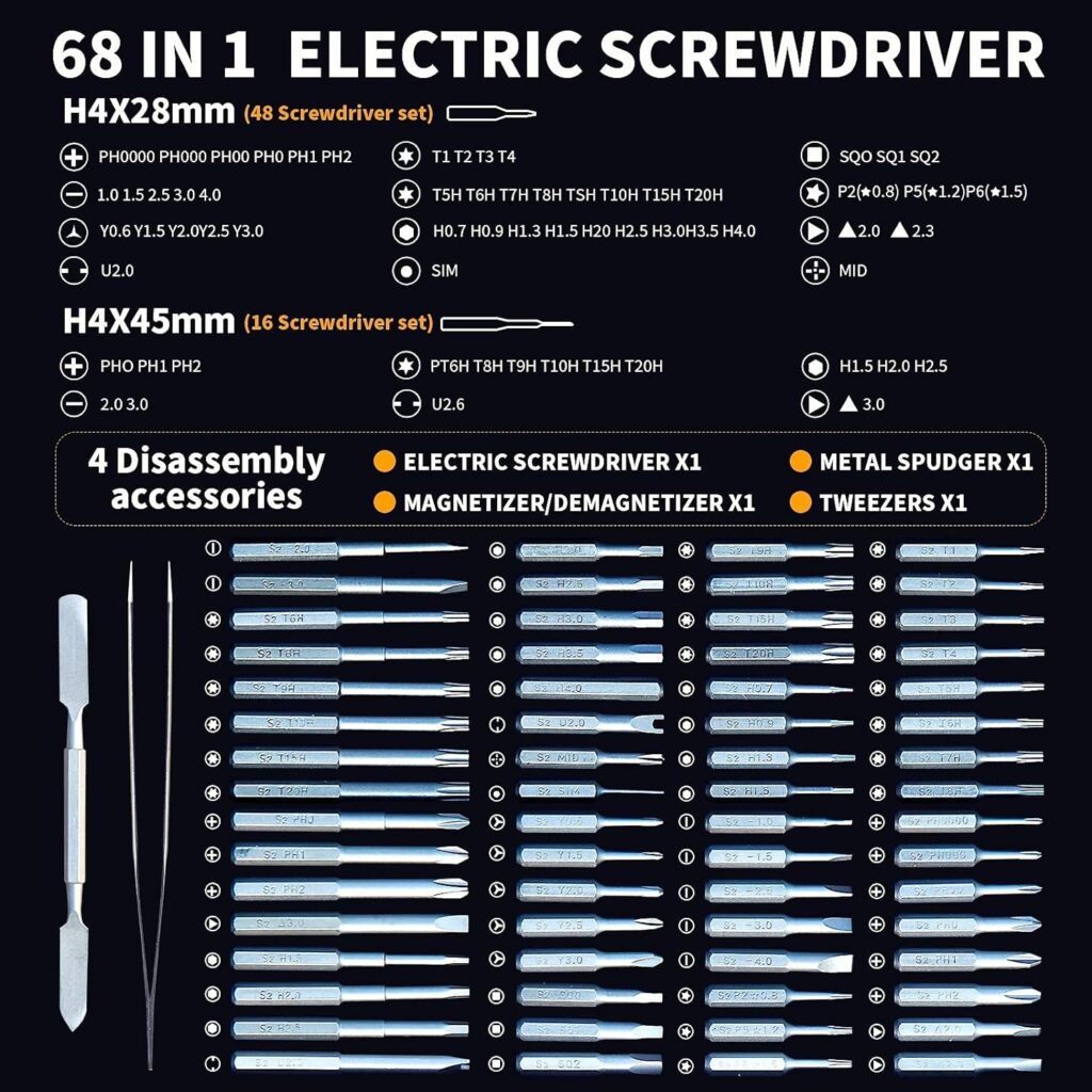 JFHH Electric Screwdriver Power Screwdriver 68 in 1 Electric Screwdriver Mini Electric Screwdriver Precision Screwdriver Cordless Repair Tool,Repair Tool Set for Phone Camera Laptop Wat JFHH Electric Screwdriver Power Screwdriver 68 in 1 Electric Screwdriver Mini Electric Screwdriver Precision Screwdriver Cordless Repair Tool,Repair Tool Set for Phone Camera Laptop Wat