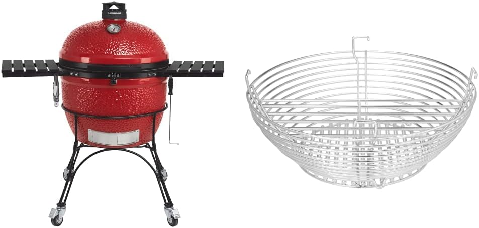 Kamado Joe KJ23RHC Classic Joe II 18-inch Charcoal Grill with Cart and Side Shelves, Blaze Red Kamado Joe KJ23RHC Classic Joe II 18-inch Charcoal Grill with Cart and Side Shelves, Blaze Red