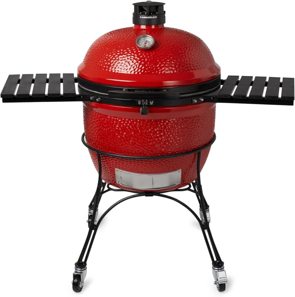 Kamado Joe KJ23RHC Classic Joe II 18-inch Charcoal Grill with Cart and Side Shelves, Blaze Red Kamado Joe KJ23RHC Classic Joe II 18-inch Charcoal Grill with Cart and Side Shelves, Blaze Red