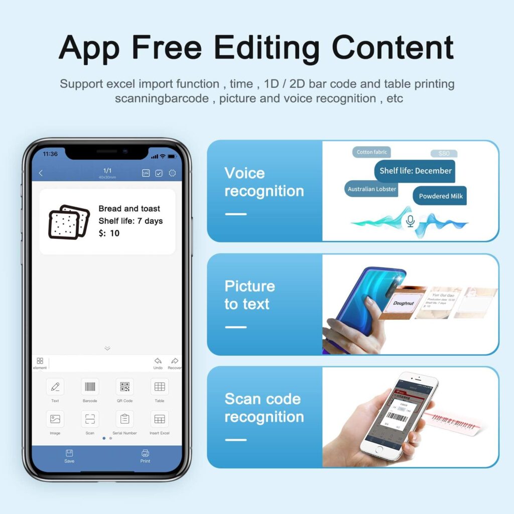 NIIMBOT B21 Inkless Label Maker, Portable Thermal Label Printer for Clothing, Address, Business, Compatible with iOS Android, with 1 Pack 50x30mm White Label, Black NIIMBOT B21 Inkless Label Maker, Portable Thermal Label Printer for Clothing, Address, Business, Compatible with iOS Android, with 1 Pack 50x30mm White Label, Black