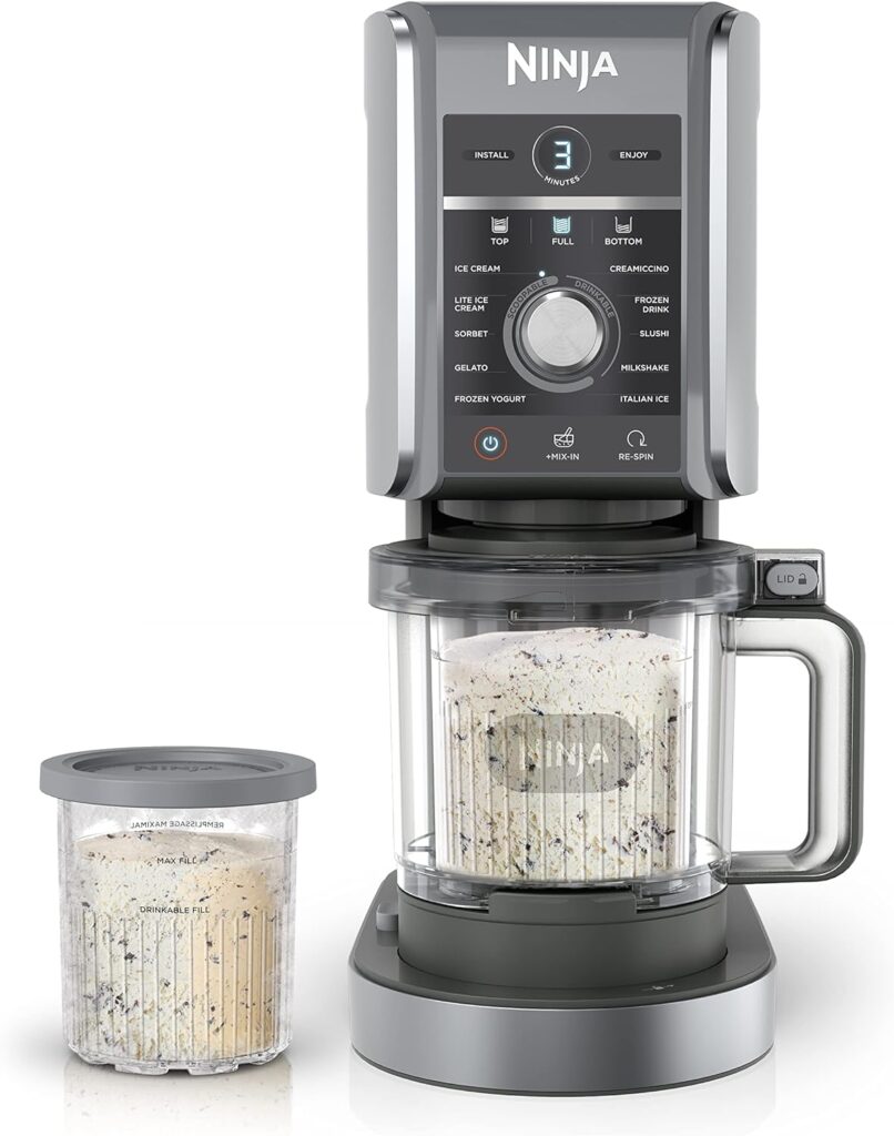 Ninja NC501 CREAMi Deluxe 11-in-1 Ice Cream Frozen Treat Maker for Ice Cream, Sorbet, Milkshakes, Frozen Drinks More, 11 Programs, Perfect for Kids, Silver, 11 Functions + (2) 24 oz. Pints Ninja NC501 CREAMi Deluxe 11-in-1 Ice Cream Frozen Treat Maker for Ice Cream, Sorbet, Milkshakes, Frozen Drinks More, 11 Programs, Perfect for Kids, Silver, 11 Functions + (2) 24 oz. Pints