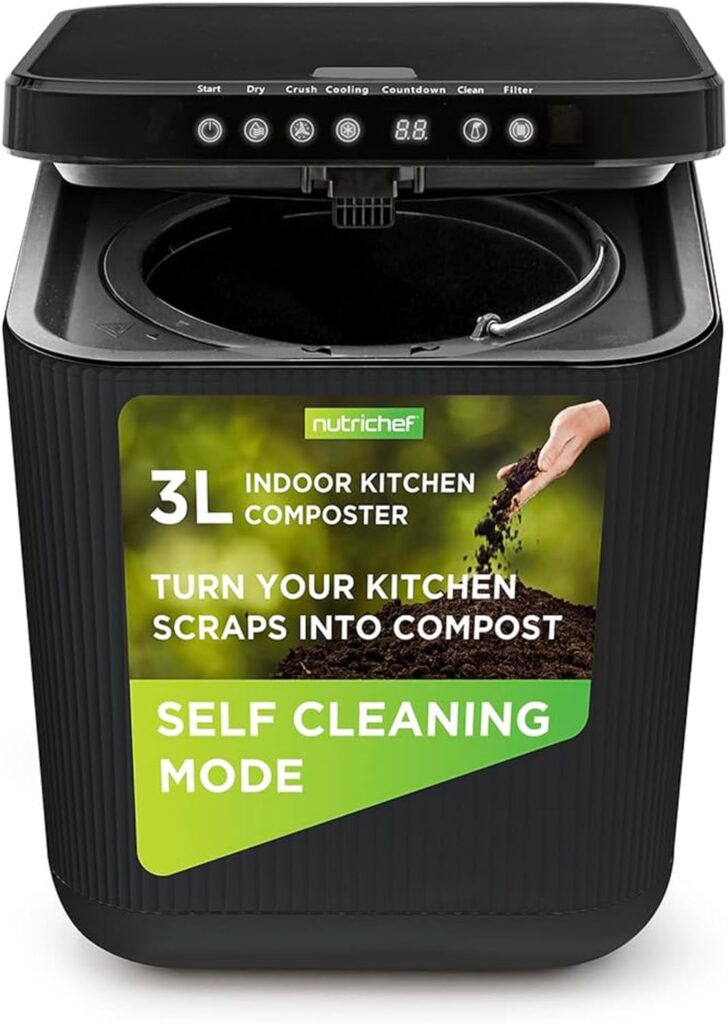 Nutrichef 3L Electric Kitchen Composter - Compost’s Organic Material Food Scraps | Countertop Automatic Compost Bin | Dry, Crush, Cooling Functions | Perfect for Kitchens Apartments | Grey Nutrichef 3L Electric Kitchen Composter - Compost’s Organic Material Food Scraps | Countertop Automatic Compost Bin | Dry, Crush, Cooling Functions | Perfect for Kitchens Apartments | Grey