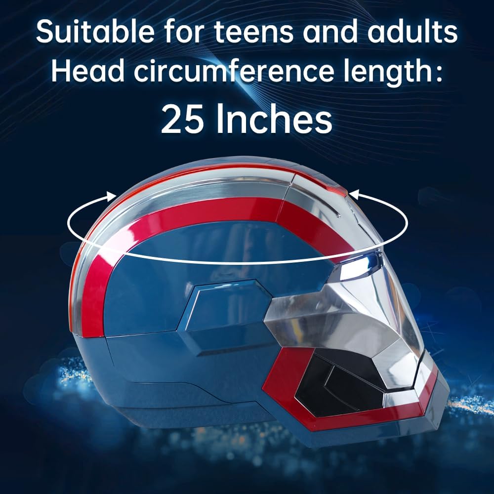 Polyacer Electronic Patriot Helmet Iron-Mans Adult Voice Control/Sensing/Remote Control Open/Close With Sounds  LED Eyes Light Up Super Hero Movie 1:1 model Prop For Halloween Christmas Gift.