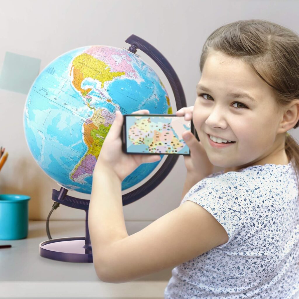 SJSMARTGLOBE with Interactive APP  LED Illuminated Constellations at Night, US-Patented STEM education 10 World Globe with Detailed map