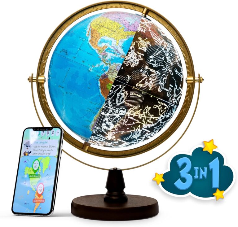 sjsmartglobe with interactive app led illuminated constellations at night us patented stem education 10 world globe with