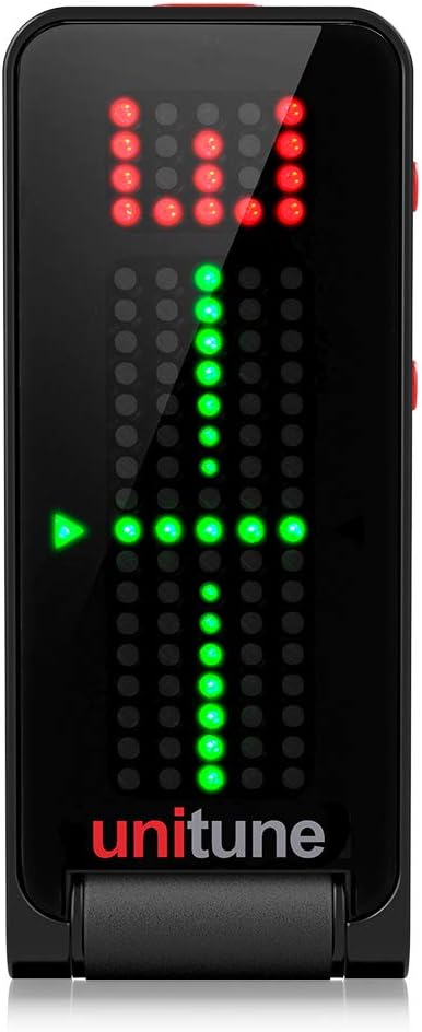 TC Electronic UNITUNE CLIP NOIR Headline Black Clip-On Tuner with Strobe and Chromatic Modes and 108 LED Matrix Display for Uncompromised Tuning Quality