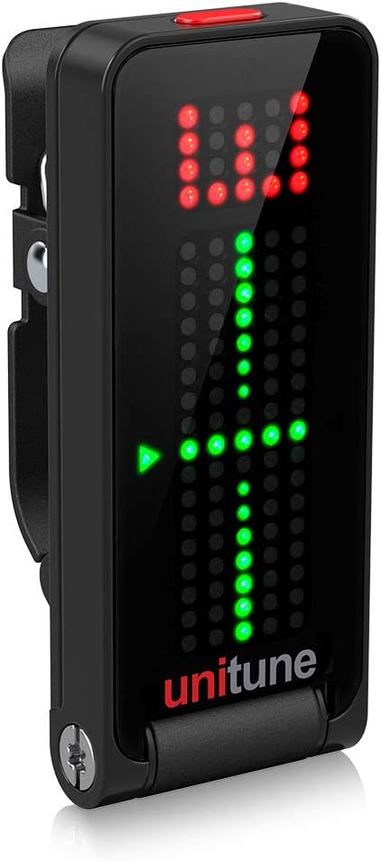 TC Electronic UNITUNE CLIP NOIR Headline Black Clip-On Tuner with Strobe and Chromatic Modes and 108 LED Matrix Display for Uncompromised Tuning Quality