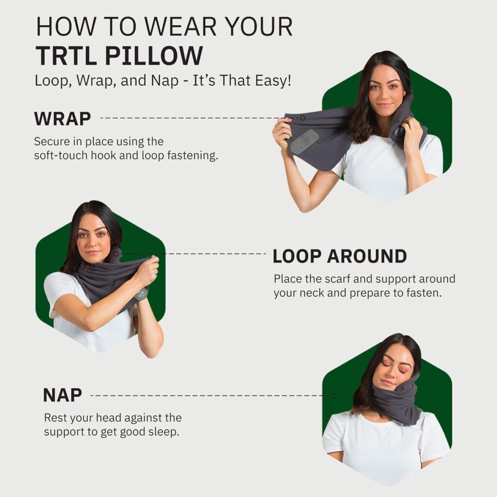 trtl Travel Pillow for Neck Support- Super Soft Neck Pillow with Shoulder Support and Cozy Cushioning Lightweight and Easy to Carry - Machine Washable