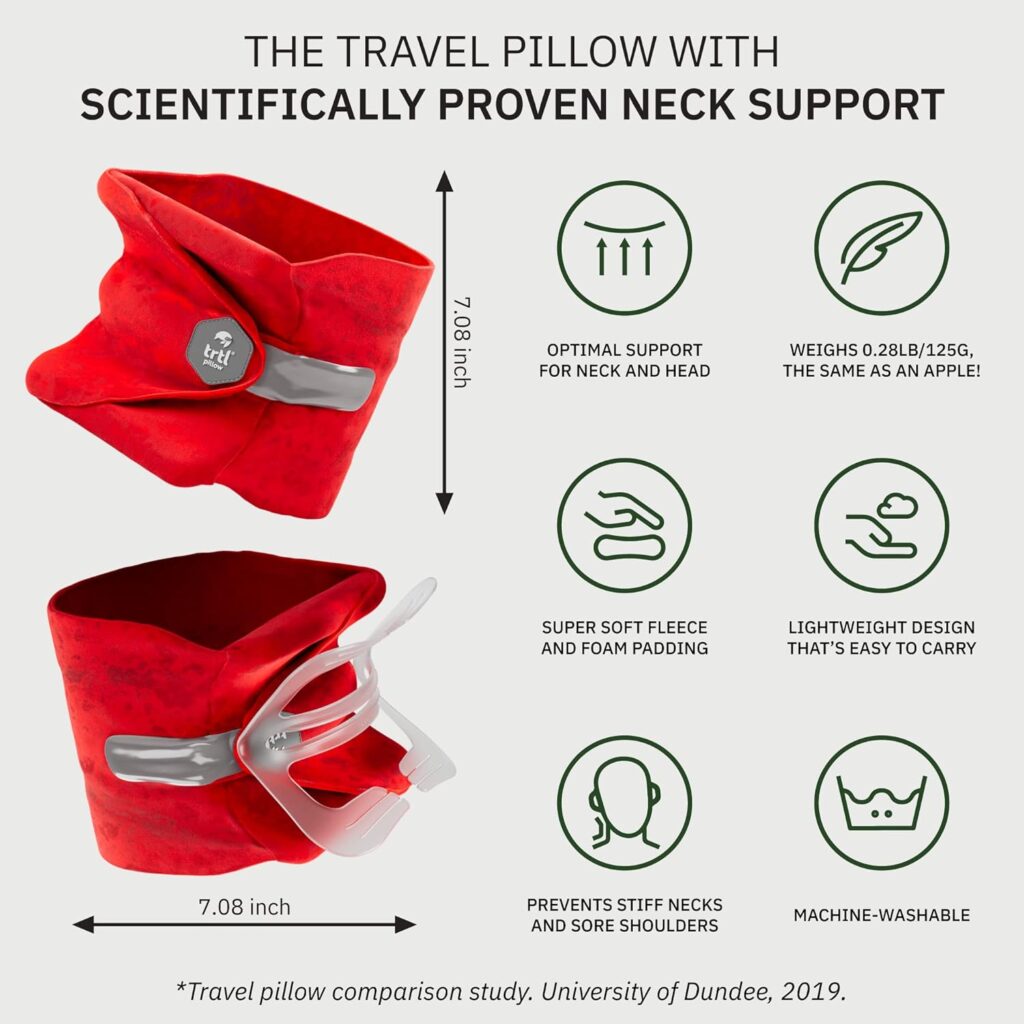 trtl Travel Pillow for Neck Support- Super Soft Neck Pillow with Shoulder Support and Cozy Cushioning Lightweight and Easy to Carry - Machine Washable