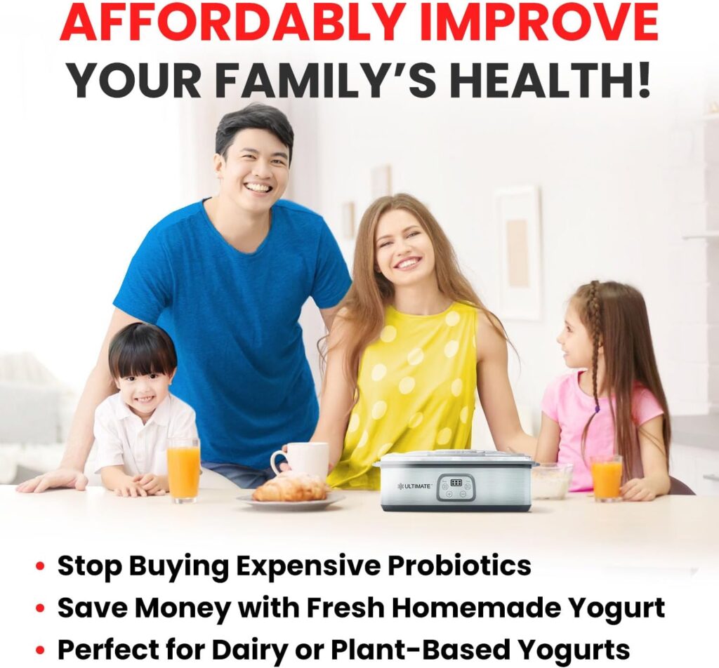 Ultimate Probiotic Yogurt Maker - Make Trillions of Live Probiotics with Adjustable Temperature Time Control - Get Better Gut Health - Best Yoghurt Machine - Perfect Kitchen Gifts for Women Men Ultimate Probiotic Yogurt Maker - Make Trillions of Live Probiotics with Adjustable Temperature Time Control - Get Better Gut Health - Best Yoghurt Machine - Perfect Kitchen Gifts for Women Men