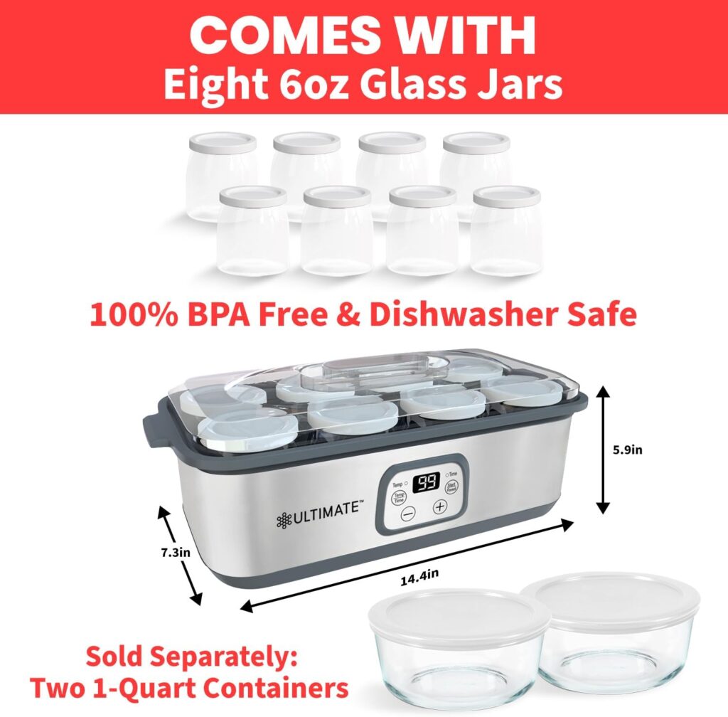 Ultimate Probiotic Yogurt Maker - Make Trillions of Live Probiotics with Adjustable Temperature Time Control - Get Better Gut Health - Best Yoghurt Machine - Perfect Kitchen Gifts for Women Men Ultimate Probiotic Yogurt Maker - Make Trillions of Live Probiotics with Adjustable Temperature Time Control - Get Better Gut Health - Best Yoghurt Machine - Perfect Kitchen Gifts for Women Men