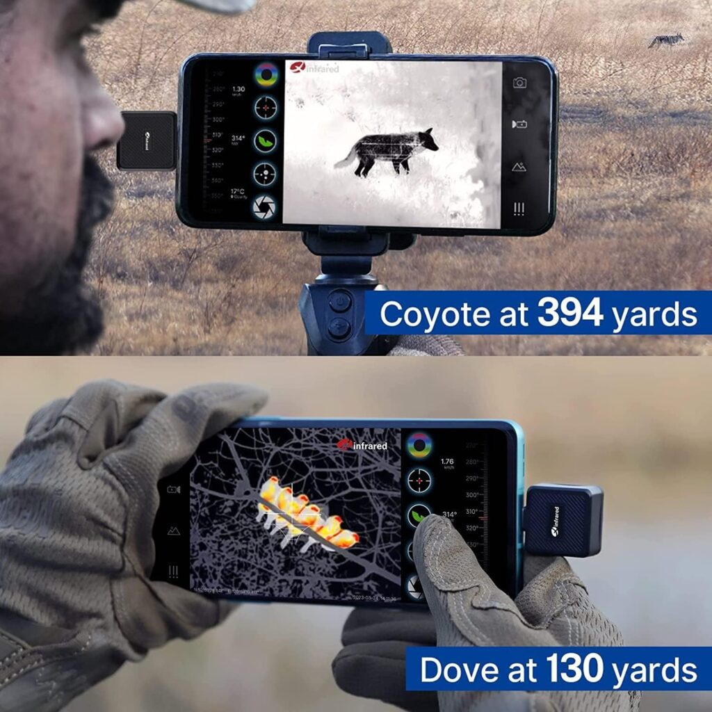 Xinfrared T2 Pro Thermal Night Vision Monocular for iPhone, Deer at 780+ Yards, Thermal Binoculars Scope Mate with 15X Zoom for Hunting for Outdoor Camping and Security - iOS